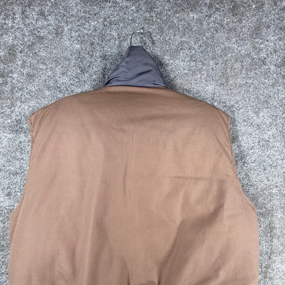 Outdoor Exchange Reversible Down Vest Mens Large Brown Blue Mock Neck Full‎ Zip